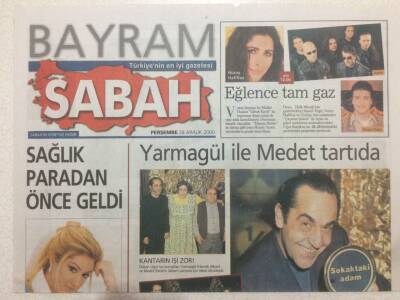 Sabah Gazetesi Bayram Eki 28 Aralık 2000 - Mehmet Ali Erbilden Bayram Şovu GZ50716 - 1