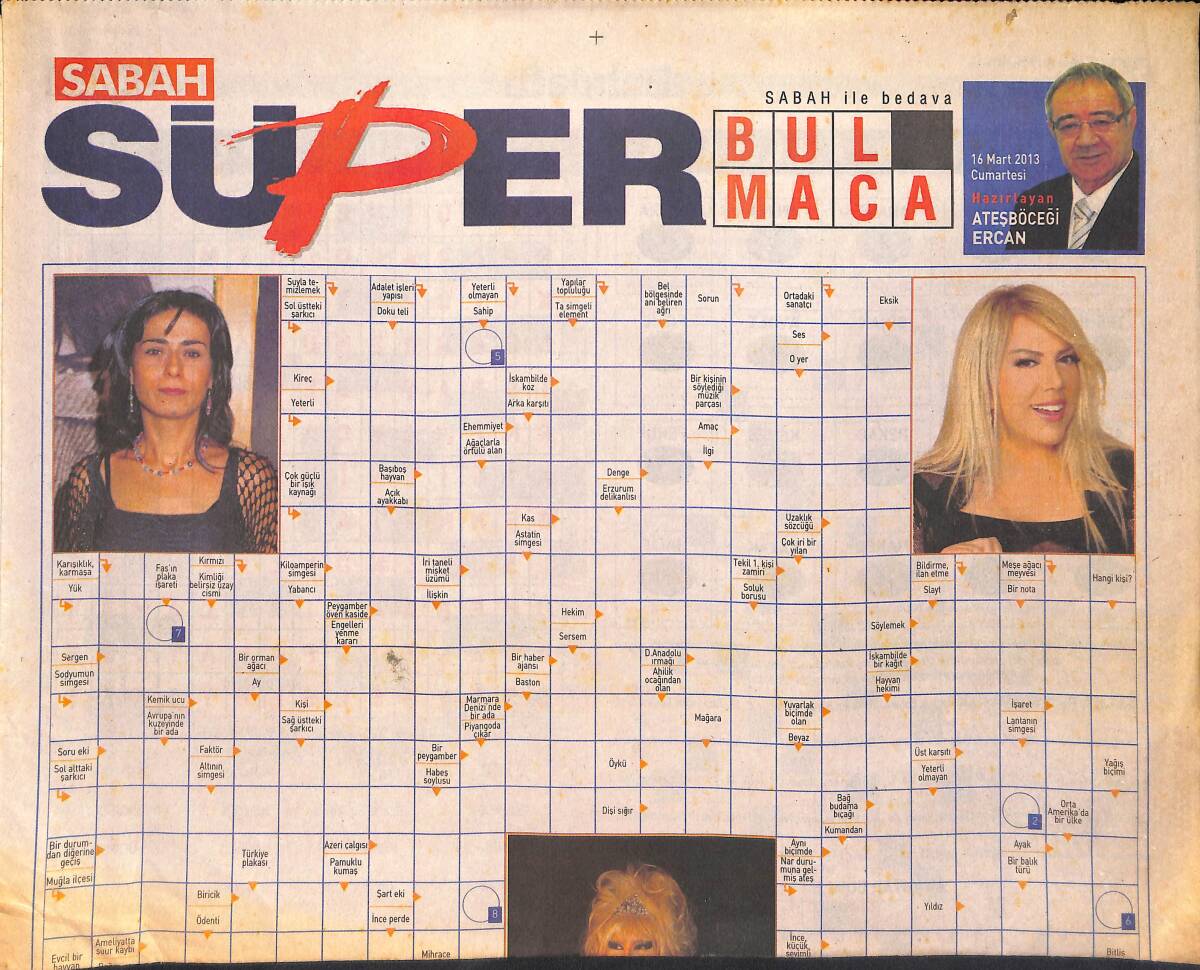 Sabah Gazetesi Bulmaca Eki 16 Mart 2013 GZ159778 - 1