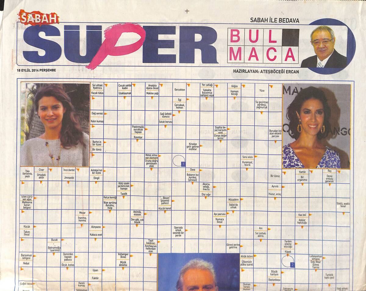 Sabah Gazetesi Bulmaca Eki 18 Eylül 2014 GZ159773 - 1
