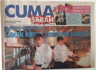 Sabah Gazetesi Cuma Eki 20 Şubat 2009 - Mutfakta Türk- Yunan Düellosu Cacık Kimin , Baklava Kimin ? GZ26960 - 1