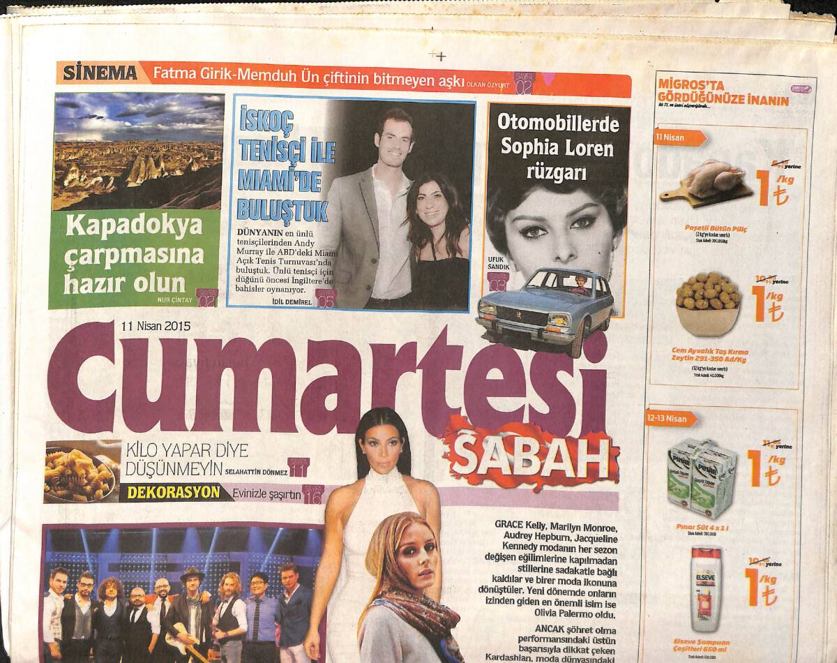 Sabah Gazetesi Cumartesi Eki 11 Nisan 2015 - İlyas Yalçıntaş, İncirle Bir Gecede Gelen Şöhret GZ158389 - 1