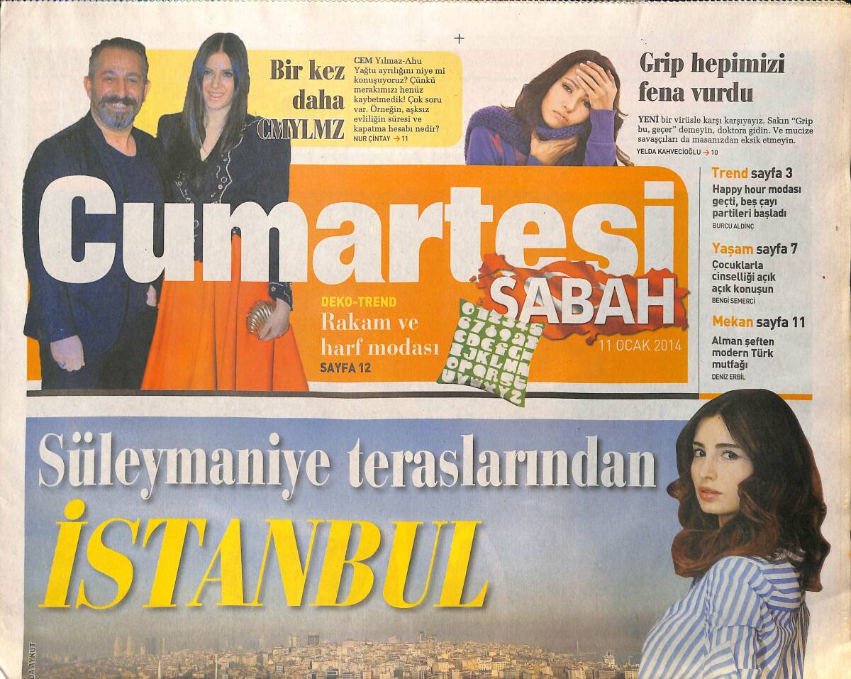 Sabah Gazetesi Cumartesi Eki 11 Ocak 2014 - Bir Kez Daha Cem Yılmaz - Süleymaniye Teraslarından İstanbul GZ137069 - 1