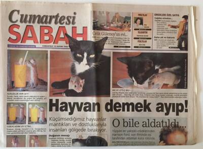 Sabah Gazetesi Cumartesi Eki 13 Kasım 1999 - Küçümsediğimiz Hayvanlar Mantıkları Ve Dostluklarıyla İnsanları Gölgede Bırakıyor GZ20820 - 1