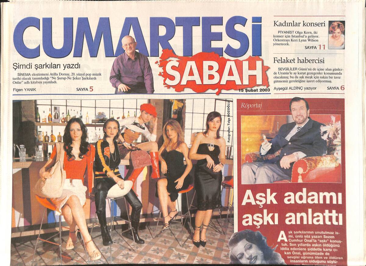 Sabah Gazetesi Cumartesi Eki 15 Şubat 2003 - Hugh Grant Evlenmek İstiyor GZ157645 - 1