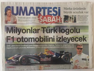 Sabah Gazetesi Cumartesi Eki 16 Temmuz 2005 - Milyonlar Türk Logolu F1 Otomobilini İzleyecek GZ22415 - 1