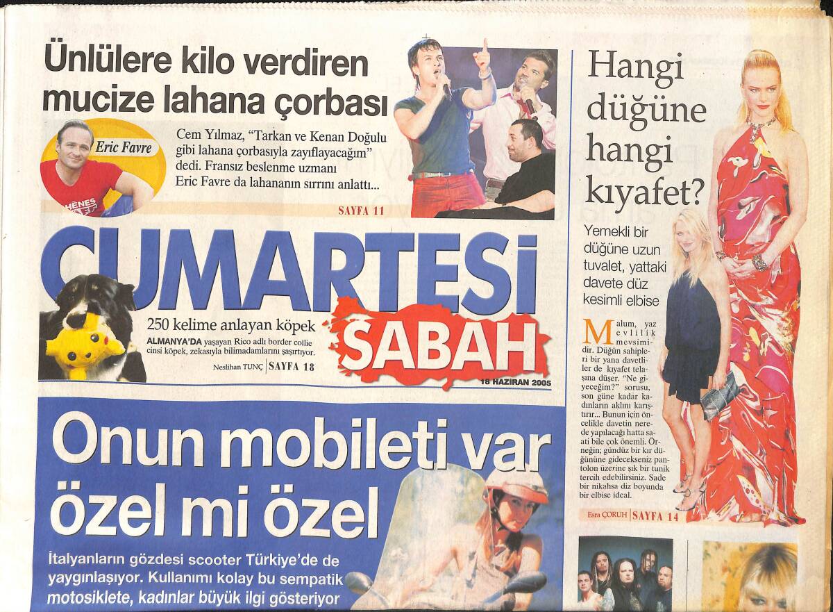 Sabah Gazetesi Cumartesi Eki 18 Haziran 2005 - Ünlülere Kilo Verdiğin Lahana Çorbası 