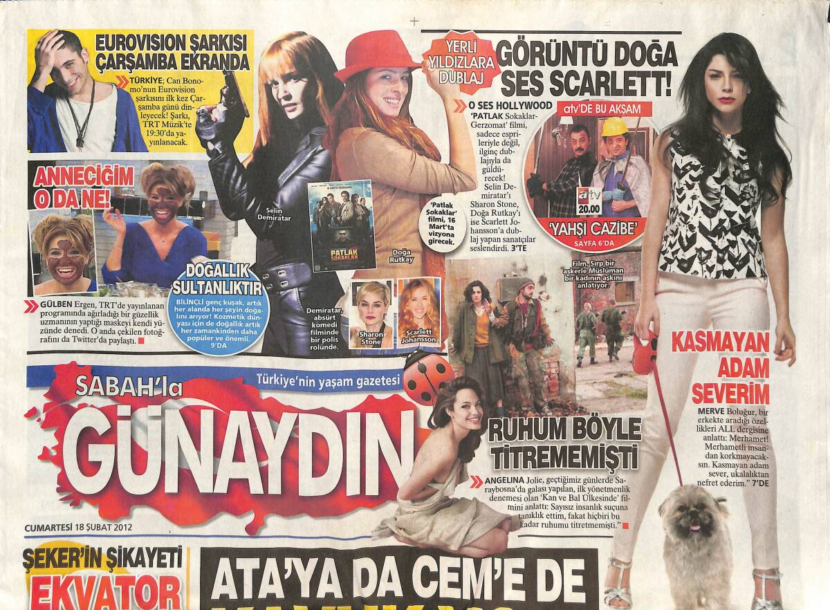 Sabah Gazetesi Cumartesi Eki 18 Şubat 2012 - Angelina Jolie 