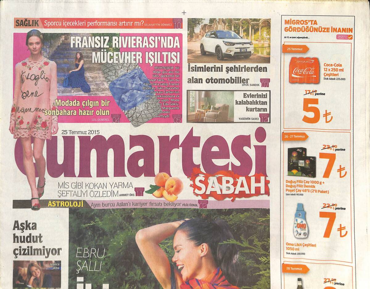 Sabah Gazetesi Cumartesi Eki 25 Temmuz 2015 - Türkiye'nin Fotoğraf Hafızası - Fransız Rivierası'nda Mücevher Işıltısı GZ135943 - 1