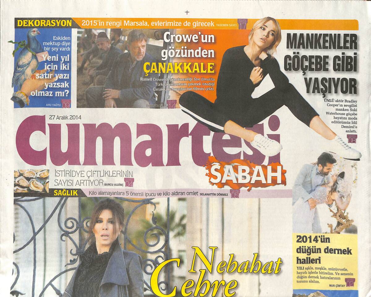 Sabah Gazetesi Cumartesi Eki 27 Aralık 2014 - Russell Crowe'un Gözünden Çanakkale - Meksika'da Bir Türk Firması GZ137039 - 1