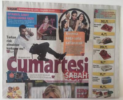 Sabah Gazetesi Cumartesi Eki 29 Ağustos 2015 - Tarkan Risk Almaktan Korkuyor Mu ? GZ20907 - 1