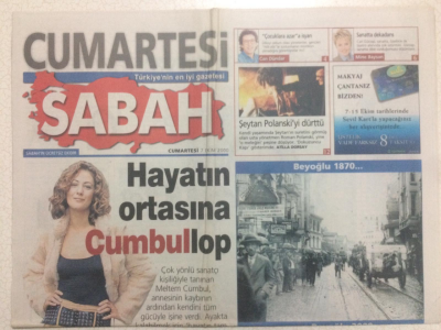 Sabah Gazetesi Cumartesi Eki 7 Ekim 2000 - Meltem Cumbul,Hayatın Ortasına Cummullop GZ24187 - 1