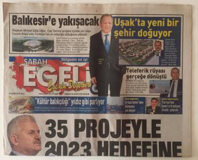 Sabah Gazetesi Ege Eki 27 Ekim 2015 - Binali Yıldırım İzmirde 35 Projeyle 2023 Hazırlıyoruz GZ31423 - 1