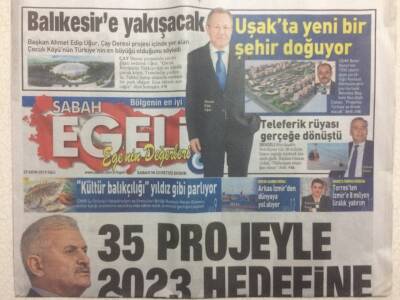 Sabah Gazetesi Egeli Eki 27 Ekim 2015 - Binali Yıldırım,35 Proje 2023 Hedefine GZ29483 - 1