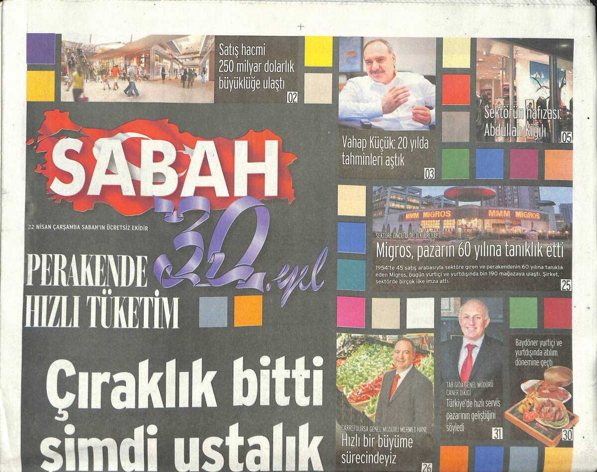 Sabah Gazetesi Eki 22 Nisan 2015 - Sektörün Hafızası Kiğılı - 30 Milyar TL'lik 12 Şirket Borsada GZ135999 - 1