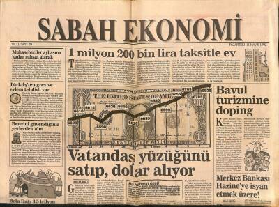 Sabah Gazetesi Ekonomi Eki 11 Mayıs 1992 - Vatandaş Yüzüğünü Satıp , Dolar Alıyor - Merkez Bankası Hazineye İsyan Etmek Üzere ! GZ119320 - 1