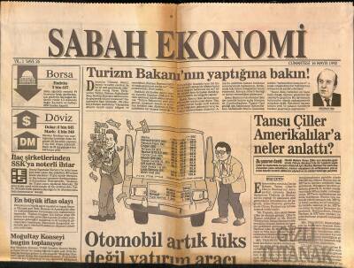 Sabah Gazetesi Ekonomi Eki 16 Mayıs 1992 - Tansu Çiller Amerikalılara Neler Anlattı ? GZ119319 - 1