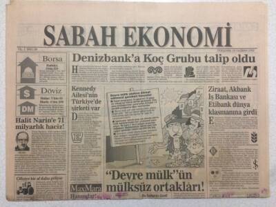 Sabah Gazetesi Ekonomi Eki 18 Haziran 1992 - Denizbanka Koç Grubu Talip Oldu GZ47164 - 1