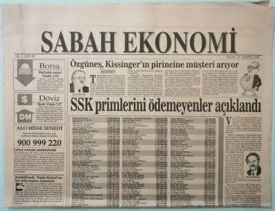 Sabah Gazetesi Ekonomi Eki 19 Temmuz 1992 Zam Bu Kadarla Kalmayacak Sırada PTT THY Ve DDY De Var -GZ37332 - 1