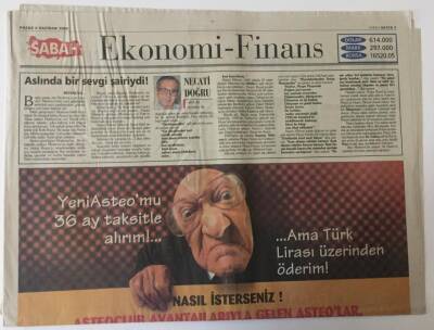 Sabah Gazetesi Ekonomi Eki 4 Haziran 2000 - Enflasyon İçin Acil Önlem Gerekiyor GZ13525 - 1