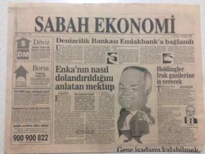 Sabah Gazetesi Ekonomi Eki 6 Kasım 1992 - Enkanın Nasıl Dolandırıldığını Anlatan Mektup GZ23137 - 1