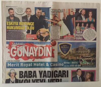 Sabah Gazetesi Günaydın Eki 1 Ekim 2015 - Eşkiya Reytinge Hükümdar Oldu , Bade İşçi Eski Eşi Baba Yadigarı Kolyeyi İstedi GZ28110 - 1