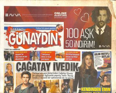 Sabah Gazetesi Günaydın Eki 1 Şubat 2014 - Türkiyenin Yeni Jönlerinden Çağatay Ulusoy Bir Zamanlar Figüranlık Yapmış GZ105978 - 1