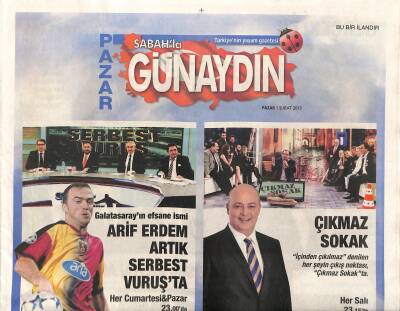 Sabah Gazetesi Günaydın Eki 1 Şubat 2015 - Galatasarayın Efsane İsmi Arif Erdem Artık Serbest Vuruşta GZ124940 - 1