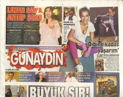 Sabah Gazetesi Günaydın Eki 10 Ekim 2014 - Burcu Esmersoy Acıyı da Tatlıyı da Dibine Kadar Yaşamak Gerek GZ116378 - 1