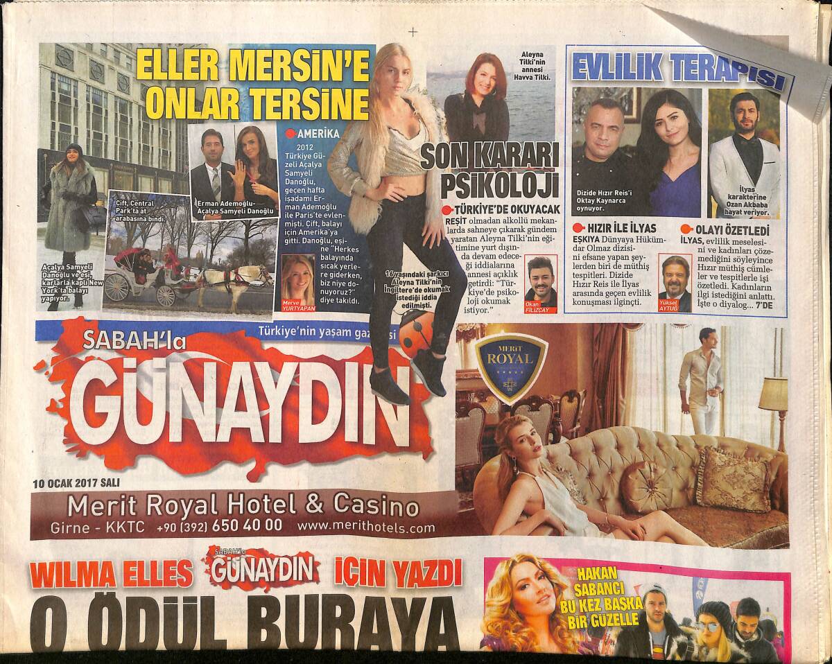 Sabah Gazetesi Günaydın Eki 10 Ocak 2017 - Hakan Sabancı Bu Kez Başka Bir Güzelle - Kibariye İle Sıcak Bir Gece GZ154264 - 1