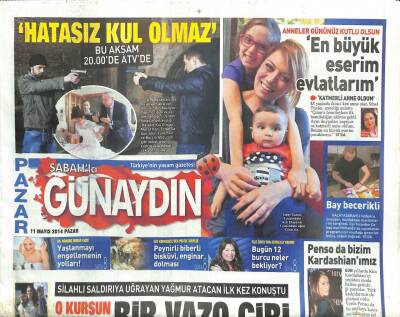 Sabah Gazetesi Günaydın Eki 11 Mayıs 2014 - Silahlı Saldırıya Uğrayan Yağmur Atacan İlk Kez Konuştu GZ107324 - 1