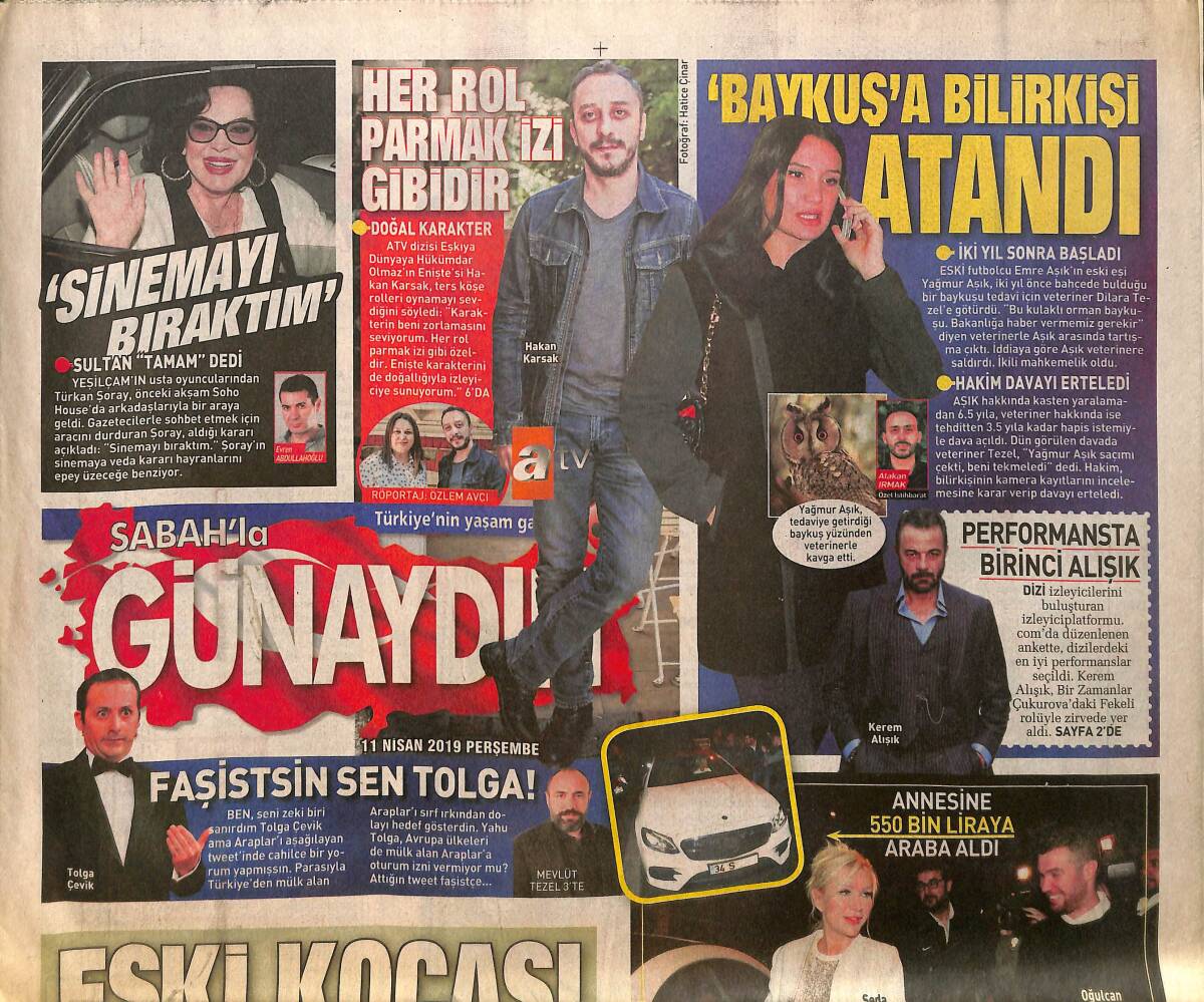 Sabah Gazetesi Günaydın Eki 11 Nisan 2019 - Seda Sayan'a 550 Bin TL'lik Araba Hediye Edildi - Hülya Avşar 
