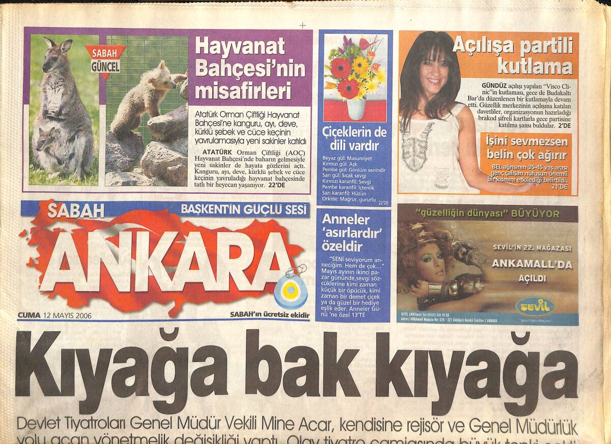 Sabah Gazetesi Günaydın Eki 12 Mayıs 2006 - Beyaz'a Madonna Kremi - Hacettepe'de Öğrenciler Rektörü Protesto Etti GZ137976 - 1