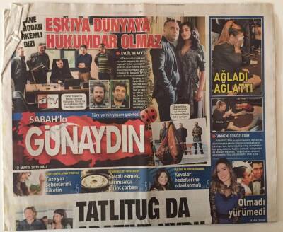 Sabah Gazetesi Günaydın Eki 12 Mayıs 2015 - Kıvanç Tatlıtuğda Araziye Uydu GZ22003 - 1
