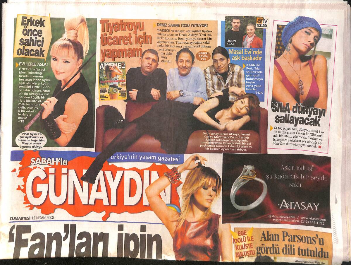 Sabah Gazetesi Günaydın Eki 12 Nisan 2008 - Gülben Ergen Ve Demet Akalın 