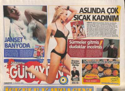 Sabah Gazetesi Günaydın Eki 13 Ağustos 2005 - Ünlüler Huzuru Namazda Buldu * Seren Serengil - Yaşar Alptekin - Murat Göğebakan GZ92516 - 1
