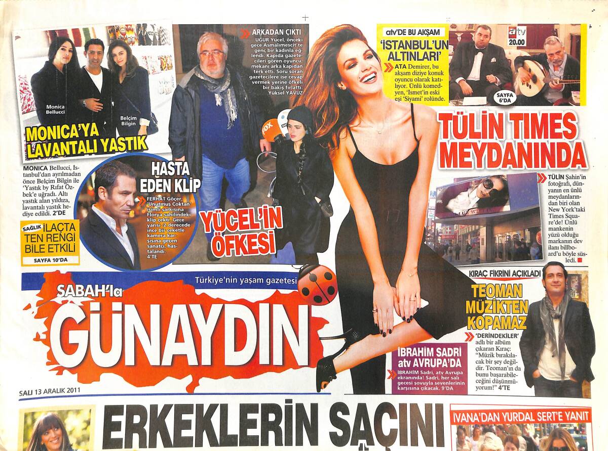 Sabah Gazetesi Günaydın Eki 13 Aralık 2011 - İsmail Yk'dan Şiddete Tepki - James Bond Arabası Aldı - Jay-z Film Teklifini Reddetti GZ137947 - 1