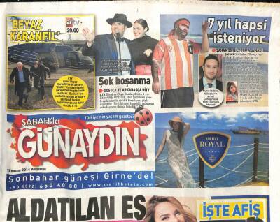 Sabah Gazetesi Günaydın Eki 13 Kasım 2014 -Özlem Yıldız Mustafa Elgin Boşanmayı Benim Evimde Kutladılar GZ100593 - 1