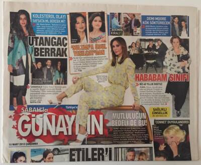 Sabah Gazetesi Günaydın Eki 13 Mart 2013 - Türkan Sultana Ödül Yeşilçaydan GZ28138 - 1