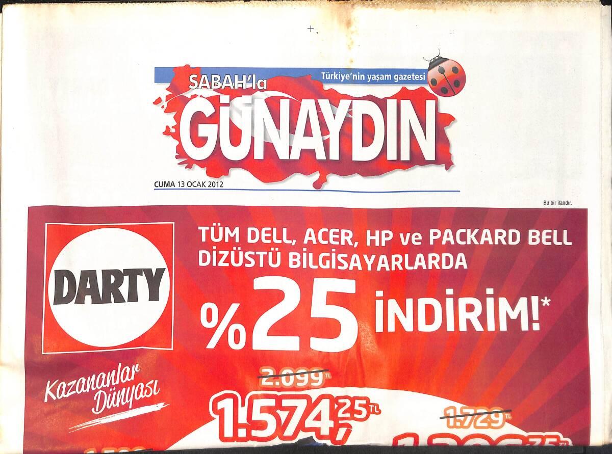 Sabah Gazetesi Günaydın Eki 13 Ocak 2012 - Cem Yılmaz İle Ahu Yağtu Evleniyor! - Burak Özçivit Ceylan Çapa İlk Kez Yakalandı! GZ136967 - 1