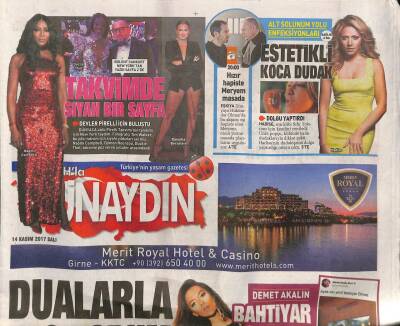 Sabah Gazetesi Günaydın Eki 14 Kasım 2017 - Hadisenin Dudak Operasyonu - İbrahim Tatlısesi Görme Kuyruğu GZ93626 - 1