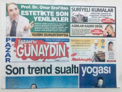 Sabah Gazetesi Günaydın Eki - 14 Mart 2004 - Sponsor Buldu Hem Para Hem Gözlük Aldı, Son Trend Sualtı Yogası GZ46072 - 1