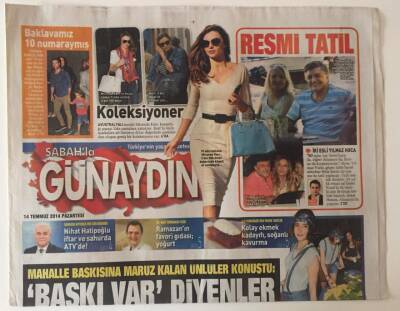 Sabah Gazetesi Günaydın Eki 14 Temmuz 2014 - Mahalle Baskısına Maruz Kalan Ünlüler Konuştu GZ31287 - 1