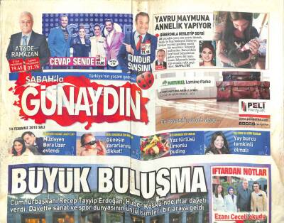 Sabah Gazetesi Günaydın Eki 14 Temmuz 2015 - Müzisyen Bora Uzer Evlendi - Ezanı Mustafa Ceceli Okudu GZ100752 - 2