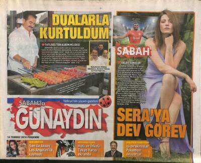 Sabah Gazetesi Günaydın Eki 14 Temmuz 2016 - İbrahim Tatlısesin Albüm Müjdesi GZ84439 - 1
