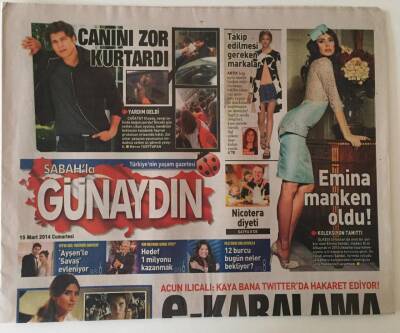 Sabah Gazetesi Günaydın Eki 15 Mart 2014 - Acun Ilıcalı Kaya Bana Twıtterda Hakaret Ediyor GZ22945 - 1