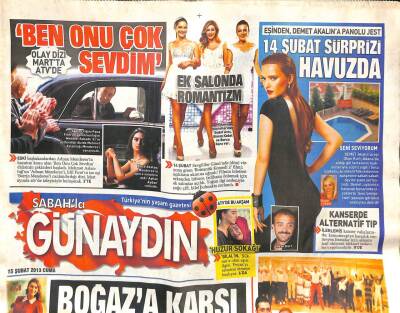 Sabah Gazetesi Günaydın Eki 15 Şubat 2013 - Eşinden , Demet Akalına Panolu Jest GZ109662 - 1