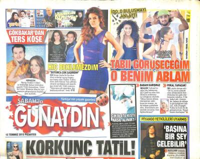 Sabah Gazetesi Günaydın Eki 15 Temmuz 2013 - Tarkan,Üç Yıl Aradan Sonra Yeni Albümü İçin Stüdyoya Girdi GZ105808 - 1