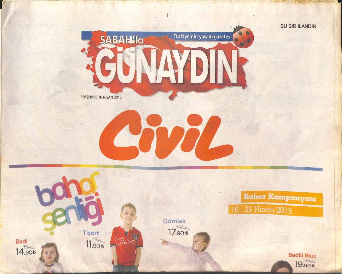 Sabah Gazetesi Günaydın Eki 16 Nisan 2015 - Hümeyra,Sinem Güven Ve Pınar Sabancı Gibi İsimler 2 Ton Mama Bağışladı GZ135139 - 1