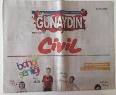 Sabah Gazetesi Günaydın Eki 16 Nisan 2015 - Yıldırım Mayluktan Veda Defilesi GZ20903 - 1