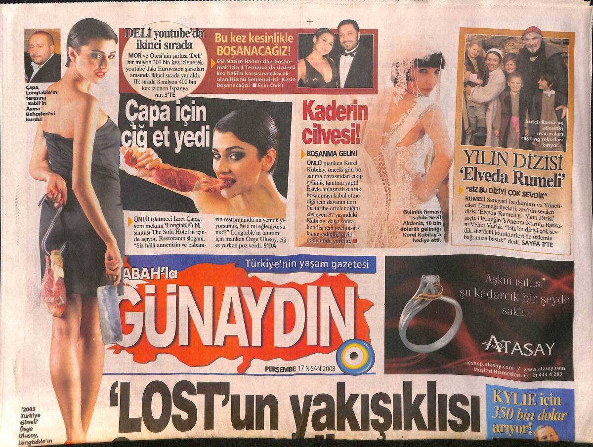 Sabah Gazetesi Günaydın Eki 17 Nisan 2008 - Haluk Lenvent'e Yakalama Emri Verildi - Demet Akalın, Gazetecilere Şortunu Gösterdi - Natassia Scarlet GZ154470 - 1